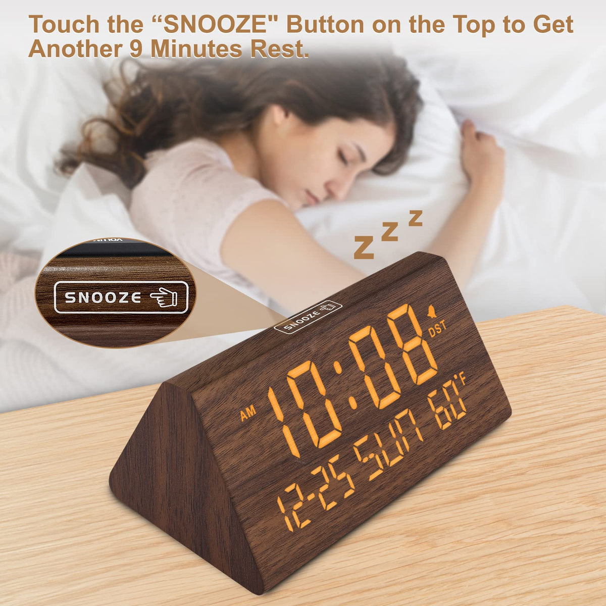 DreamSky clock with top snooze button for quick extra rest.