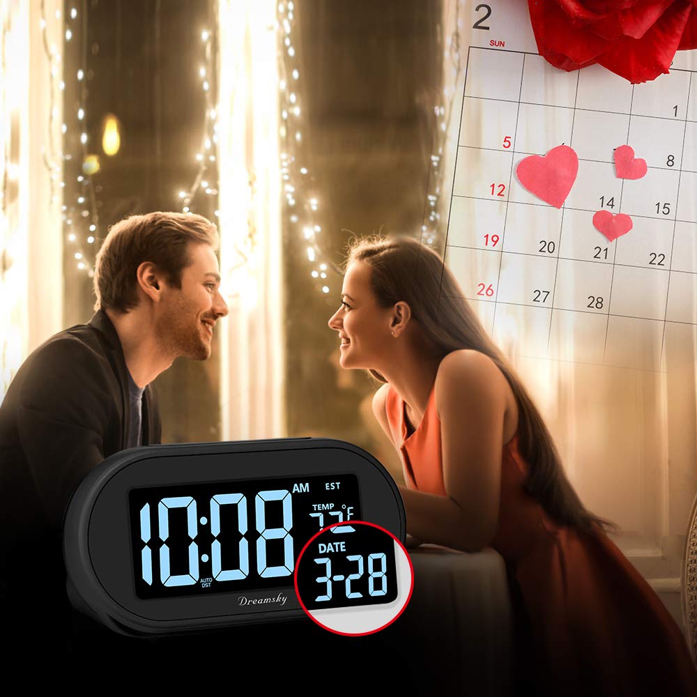 DreamSky alarm clock USB port charges devices while the clock runs
