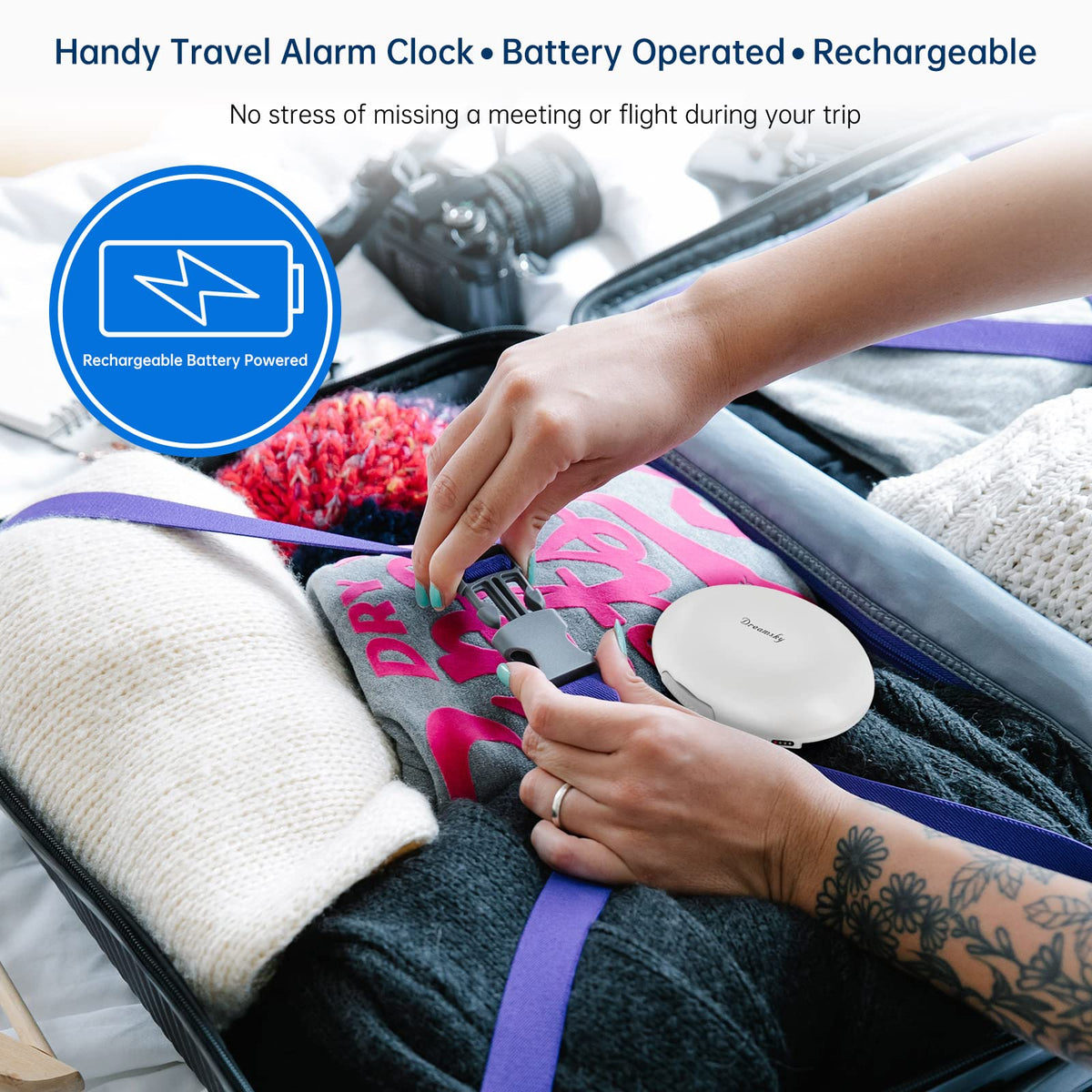 DreamSky clock displays auto DST and timezone settings for seamless changes