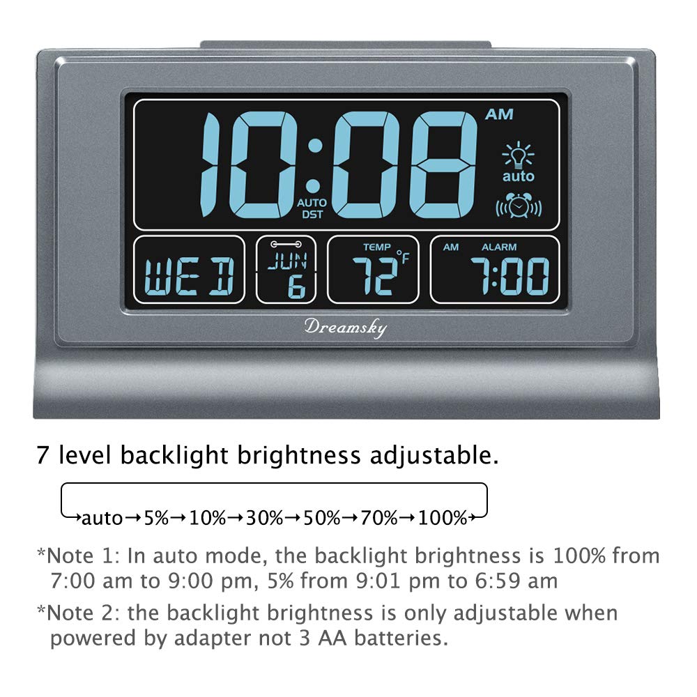 DreamSky auto-set time with DST for accurate bedside time.