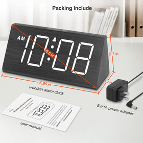 DreamSky wooden clock adds warm bedroom decor and style.