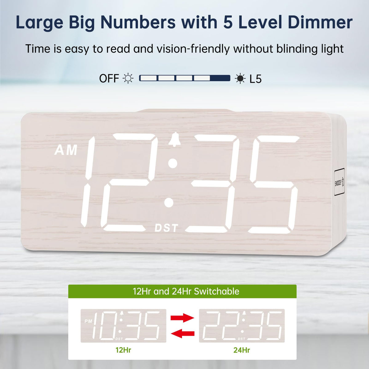 DreamSky bedside table with USB port for convenient multi-device charging.