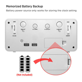 DreamSky clock showing adjustable brightness via dimmer wheel for comfortable viewing
