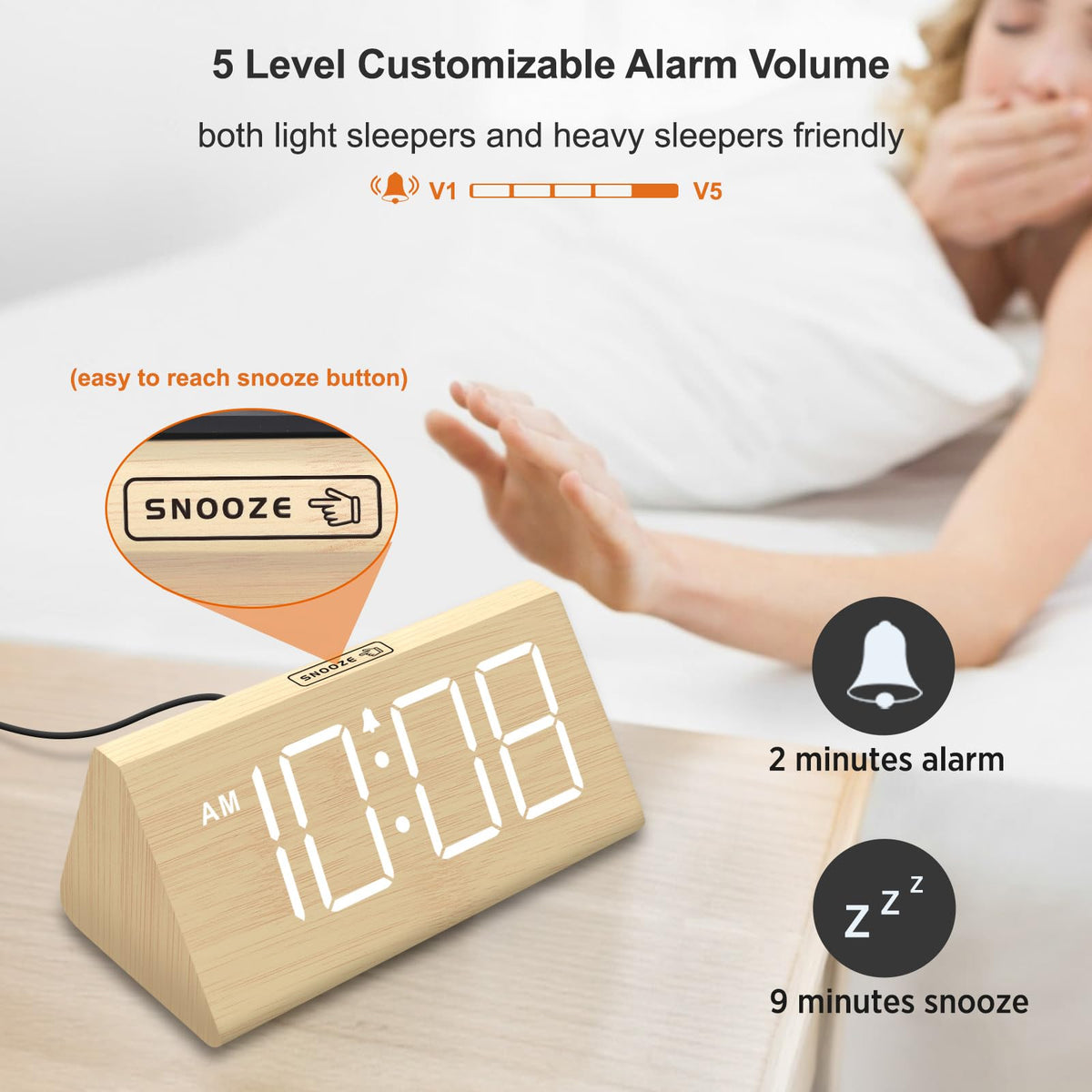 DreamSky clock includes battery backup to preserve alarms during outages.