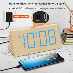 DreamSky clock with USB charger keeps bedside devices powered.