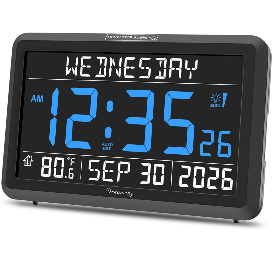 DreamSky digital clock—large display for easy reading across bedrooms and living rooms.