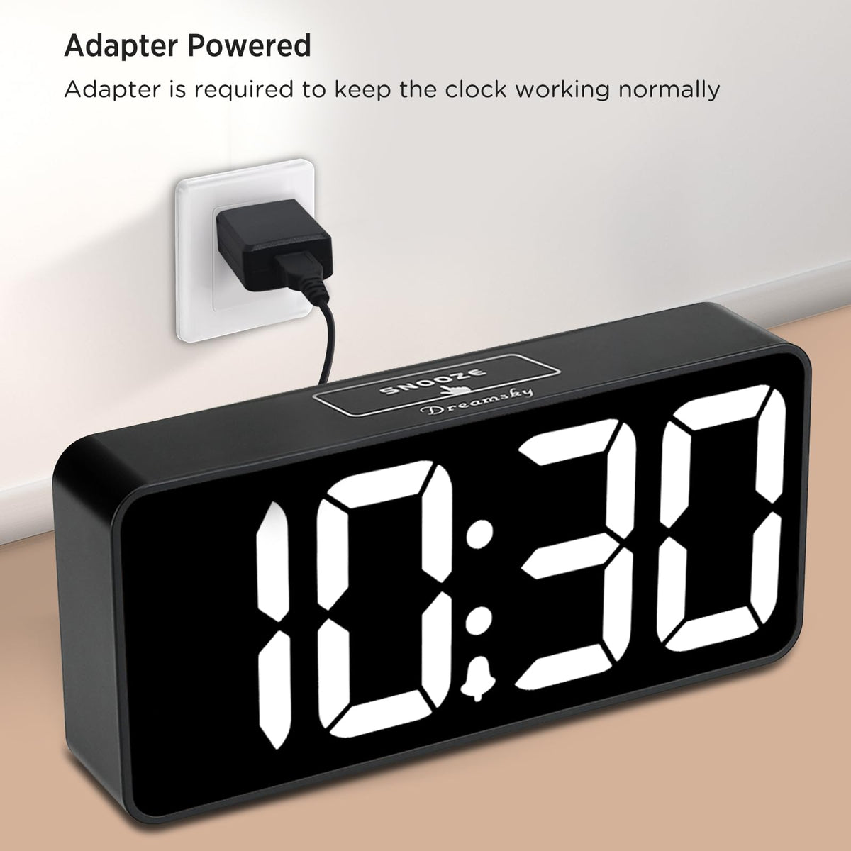 DreamSky clock featuring smart brightness dimmer for comfortable night viewing