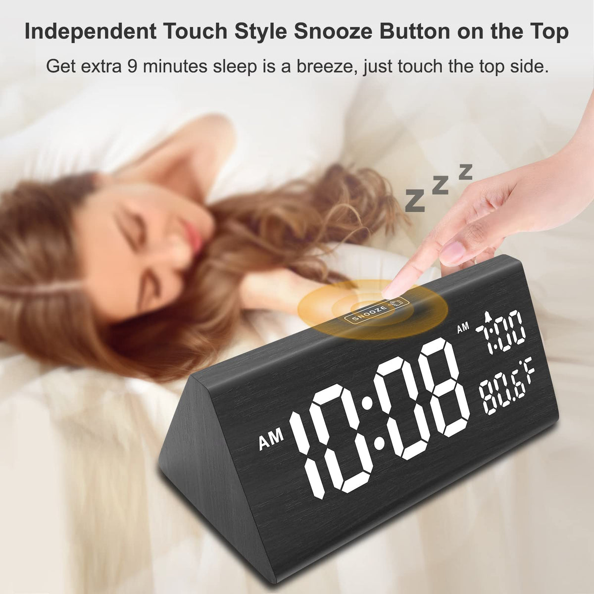 Top snooze button on DreamSky clock for extra 9 minutes