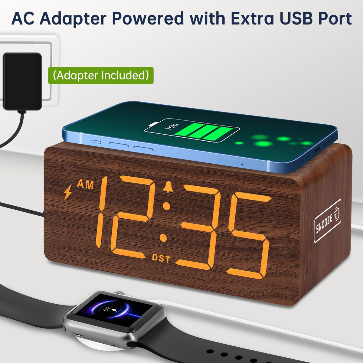 DreamSky five-level volume control with backup power for reliable alarms.