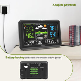 DreamSky weather station with USB port for convenient charging and backup power.