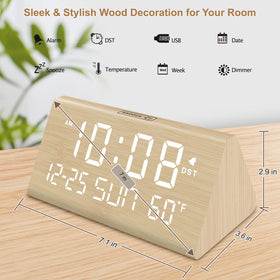 DreamSky wooden decor clock adds style to desk or nightstand.