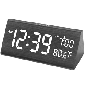 DreamSky wooden alarm clock with large numbers for easy bedside viewing