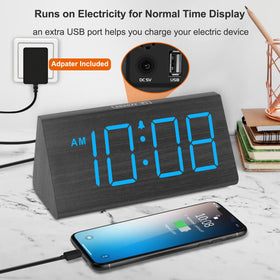 DreamSky alarm clock with USB port to charge devices at the bedside