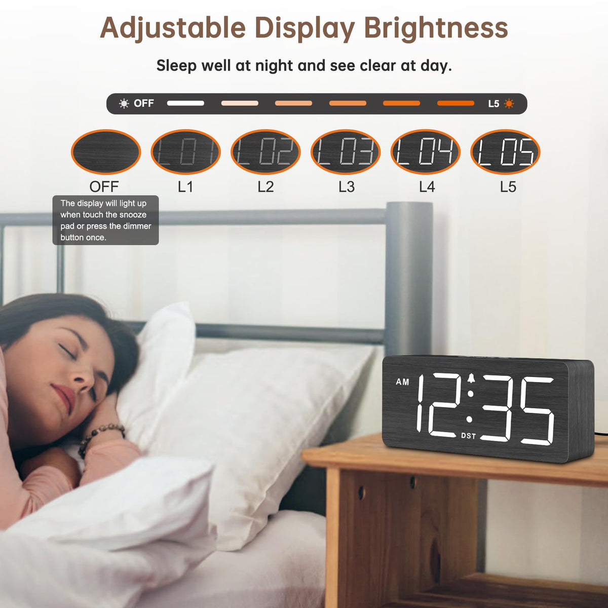 DreamSky clock volume control illustrating loud alarm levels