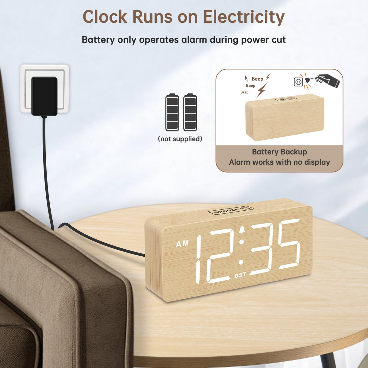 DreamSky clock featuring a 6-level dimmer for day to night use.