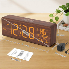 DreamSky wooden desk clock suitable for weekday and weekend alarms in any room.