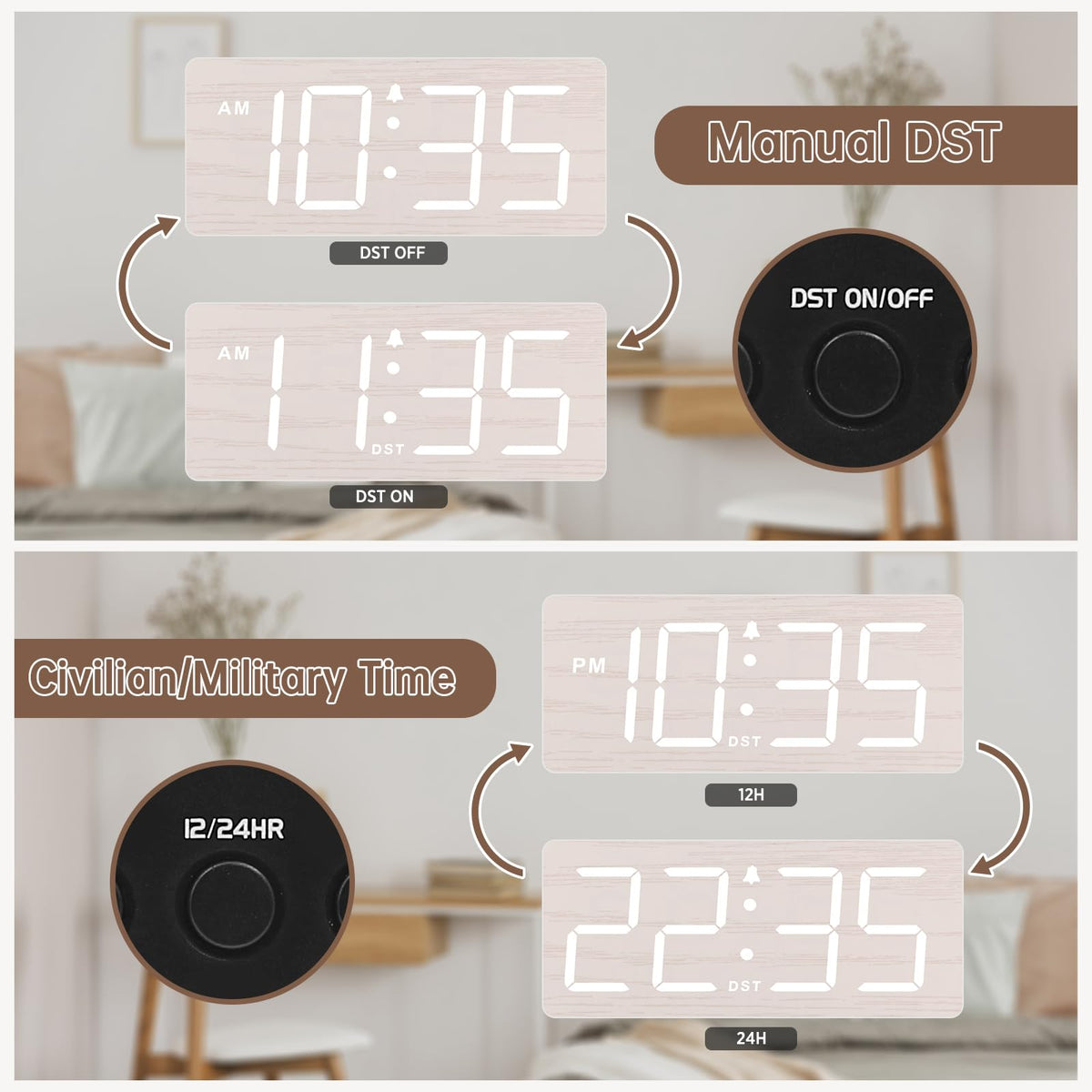 DreamSky clock with battery backup to keep alarm during outages.