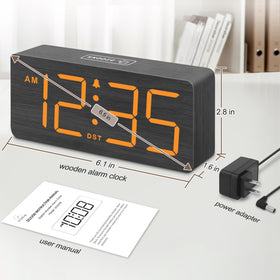 DreamSky wooden clock enhances bedroom decor while remaining highly functional.