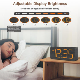 DreamSky alarm clock offers DST and 12/24 hour formats for flexible time viewing.