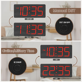 DreamSky clock DST and 12/24 hour mode for flexible timekeeping.