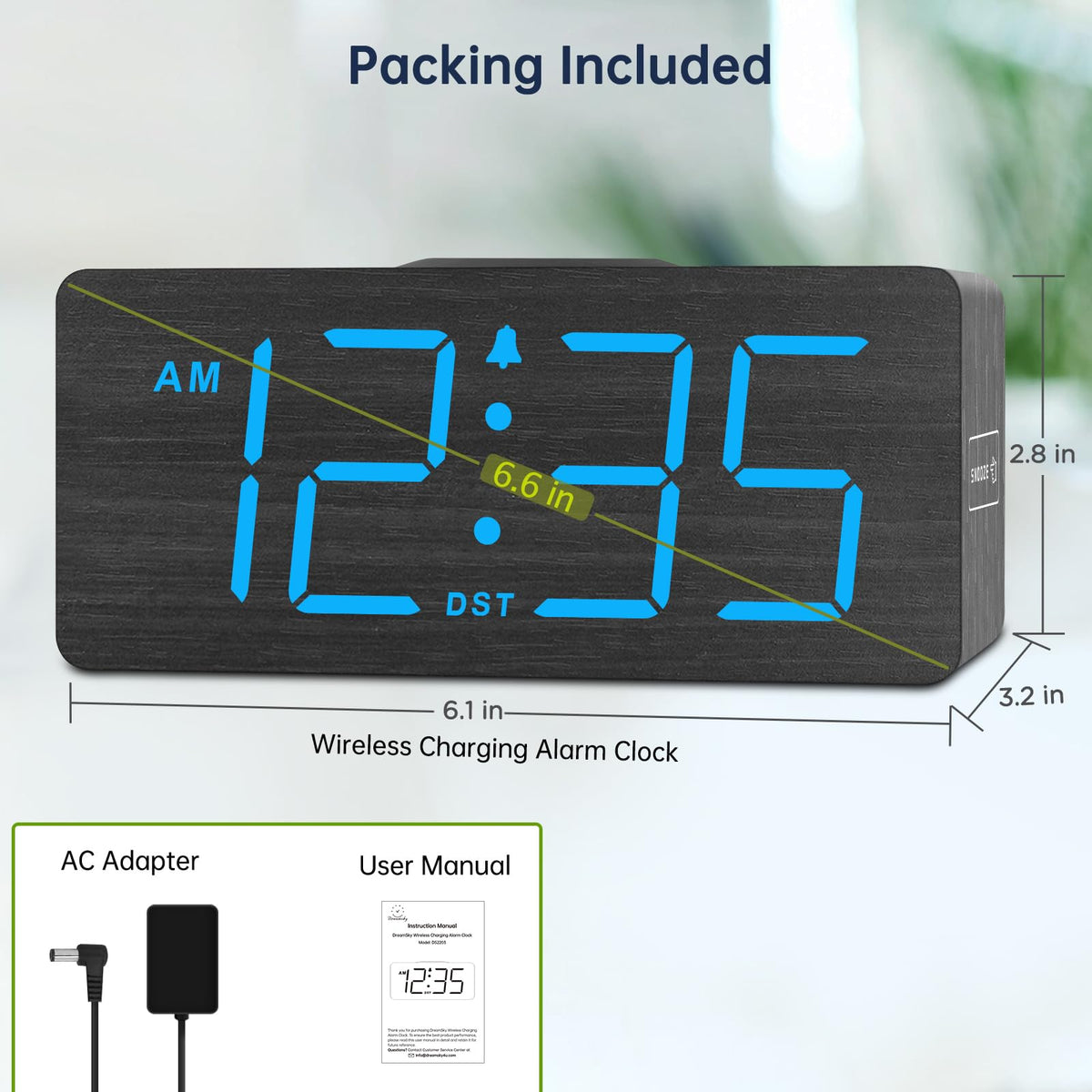 DreamSky wooden digital clock with modern design suitable as a gift.