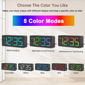 DreamSky wooden clock with eight color displays to match mood and decor.