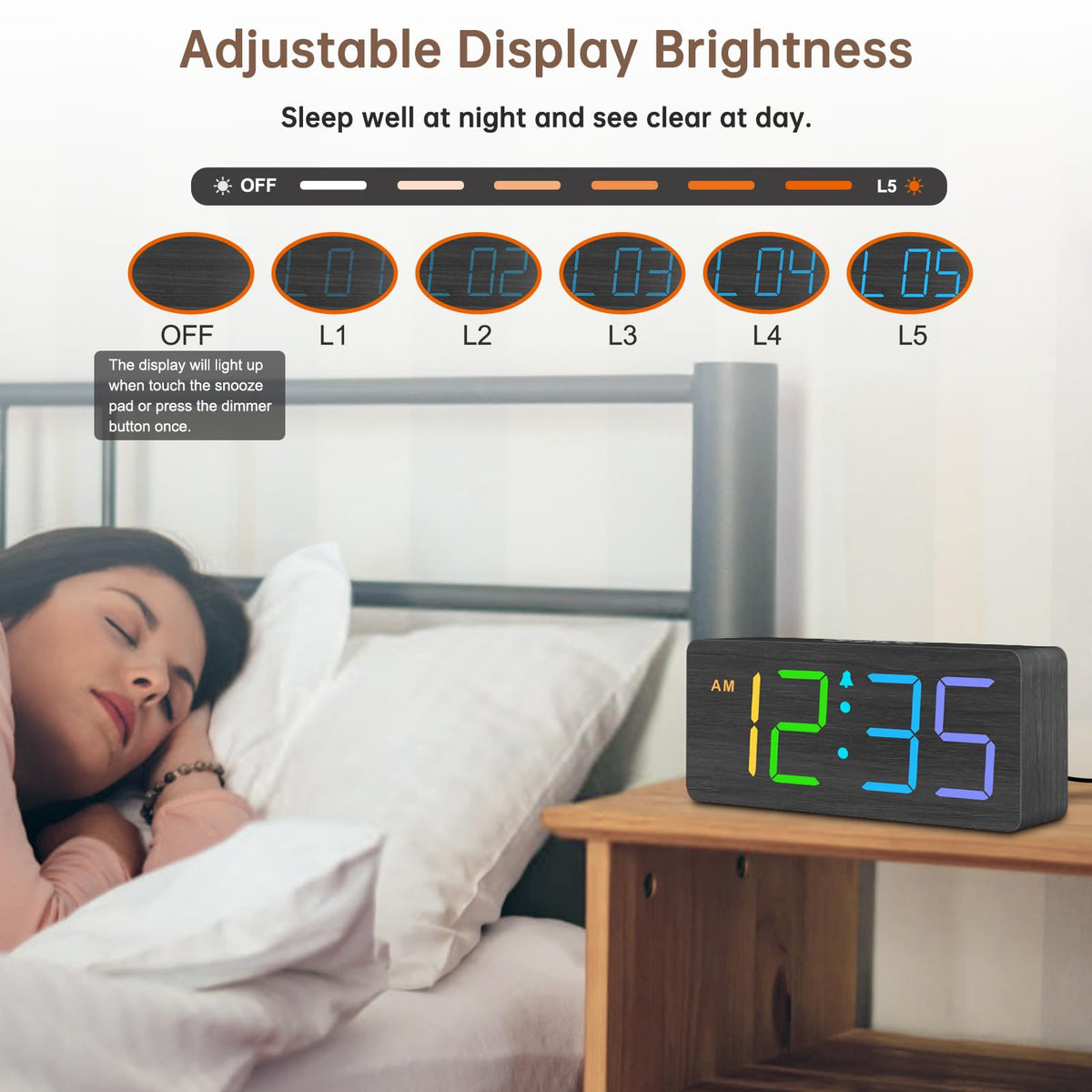 DreamSky plug-in clock preserves alarm during outages with battery backup (batteries not included).