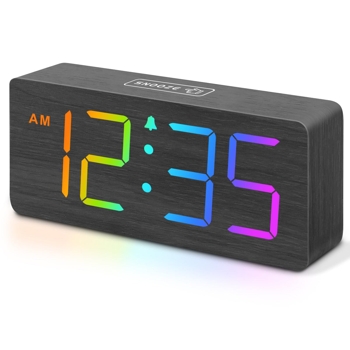 DreamSky wooden digital clock with large 1.8 inch numbers for easy bedside visibility.