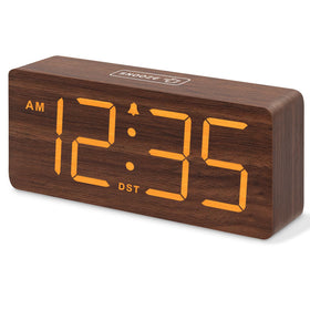 DreamSky wooden digital alarm clock with large numbers for easy room viewing