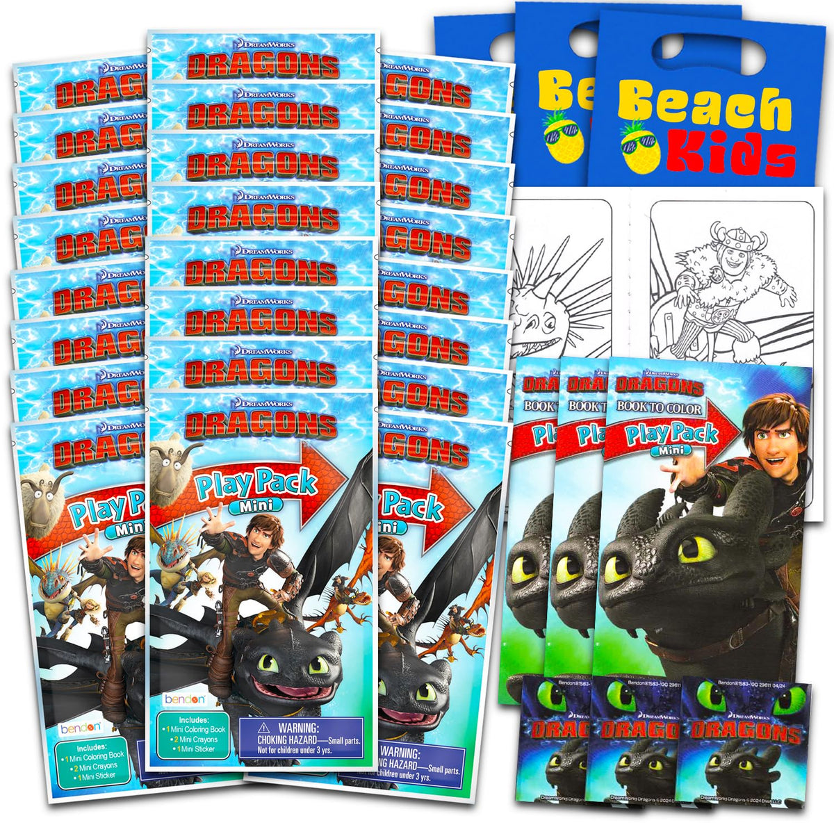DreamWorks HTTYD mini party favors set packaging with vibrant colors for festive party decor.