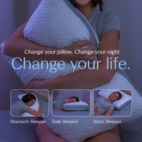 Breathable bamboo-rayon cover on the DreamyBlue Sapphire Pillow