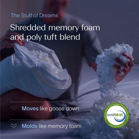 DreamyBlue Signature Pillow adjustable loft demonstrates customizable neck and spine alignment.