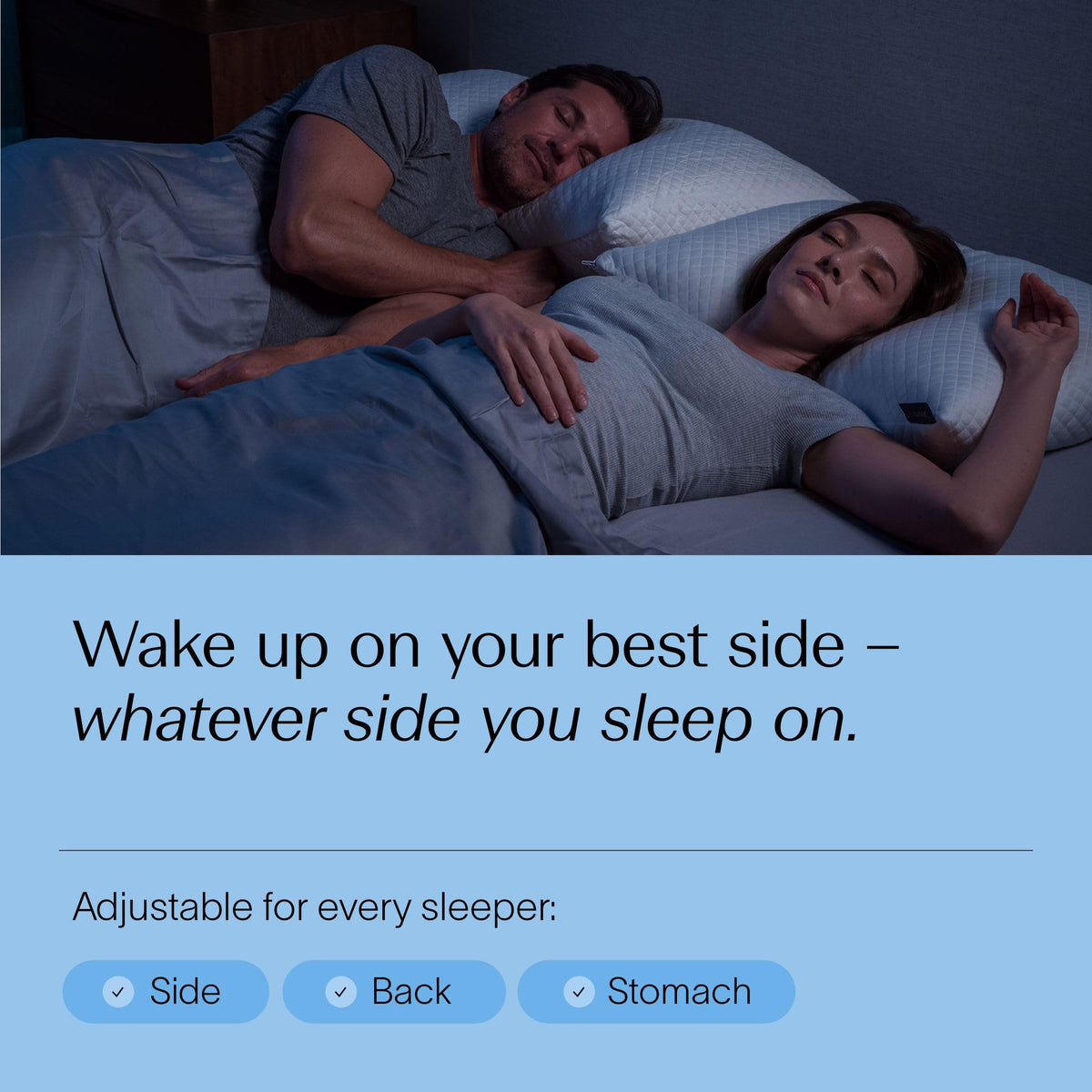 DreamyBlue Signature Pillow CertiPUR-US foam label highlights safe, high-quality materials.