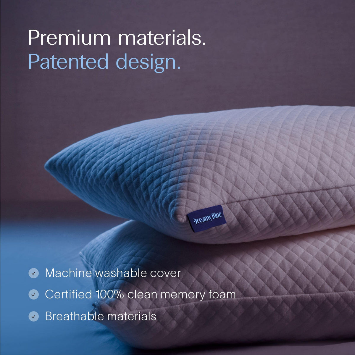 DreamyBlue Signature Pillow includes extra fill to tailor loft quickly