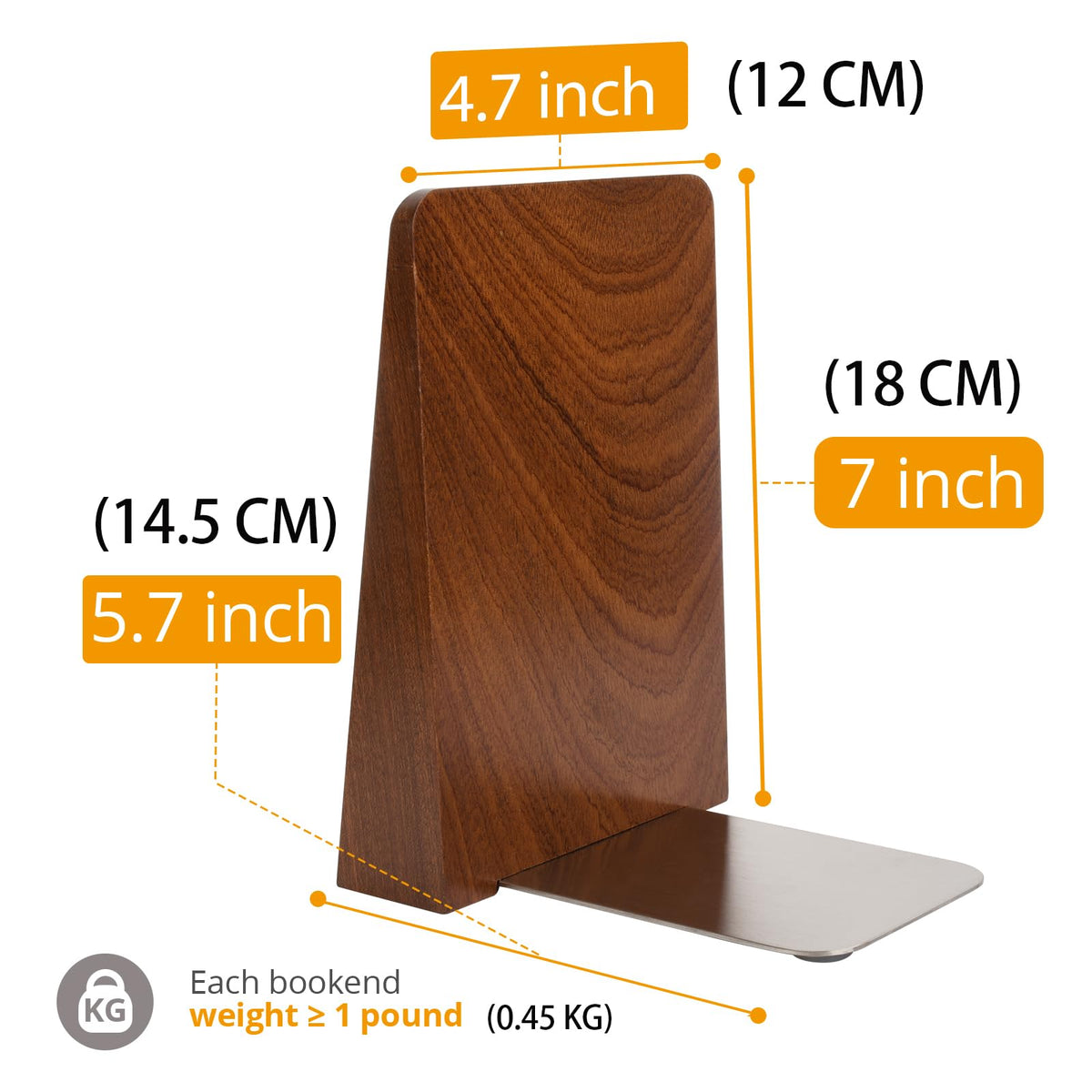 DRELIFAM bookends reveal Sapele wood grain for a refined look.
