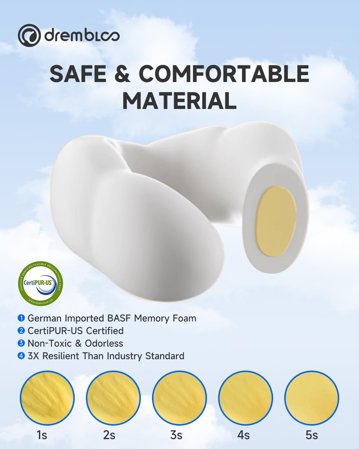 Drembloo memory foam travel pillow offers responsive support
