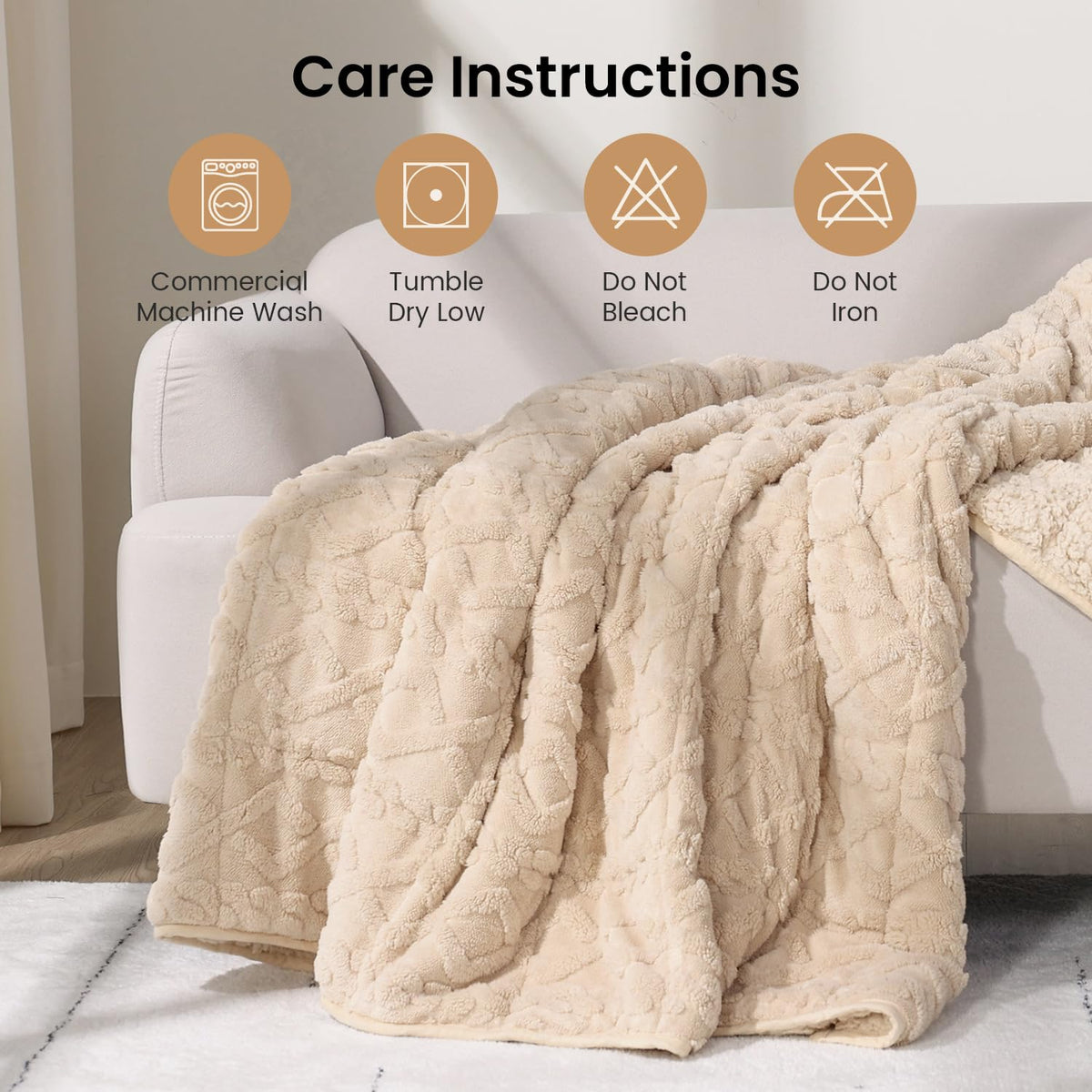 Drewin weighted blanket beige color option complements various bedroom aesthetics.