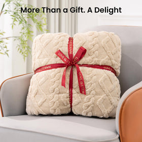 Drewin weighted blanket on bed exudes cozy warmth for winter evenings.