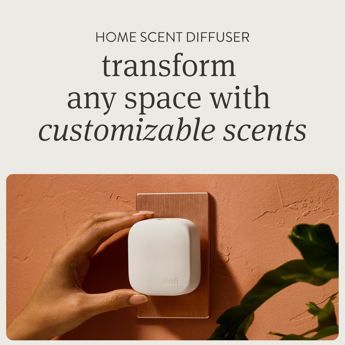 Drift Home Diffuser Grove label close-up highlights clean ingredients and pet-safe design.