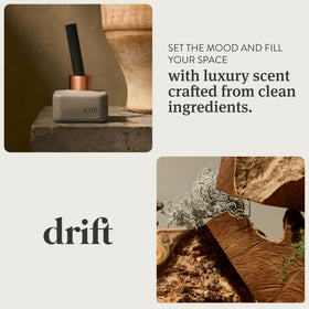 Drift Teak diffuser oversized reed enables easy refreshing of scent.