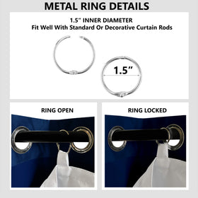 DriftAway liner with metal rings attached, ready to hang on compatible 84-inch curtains.
