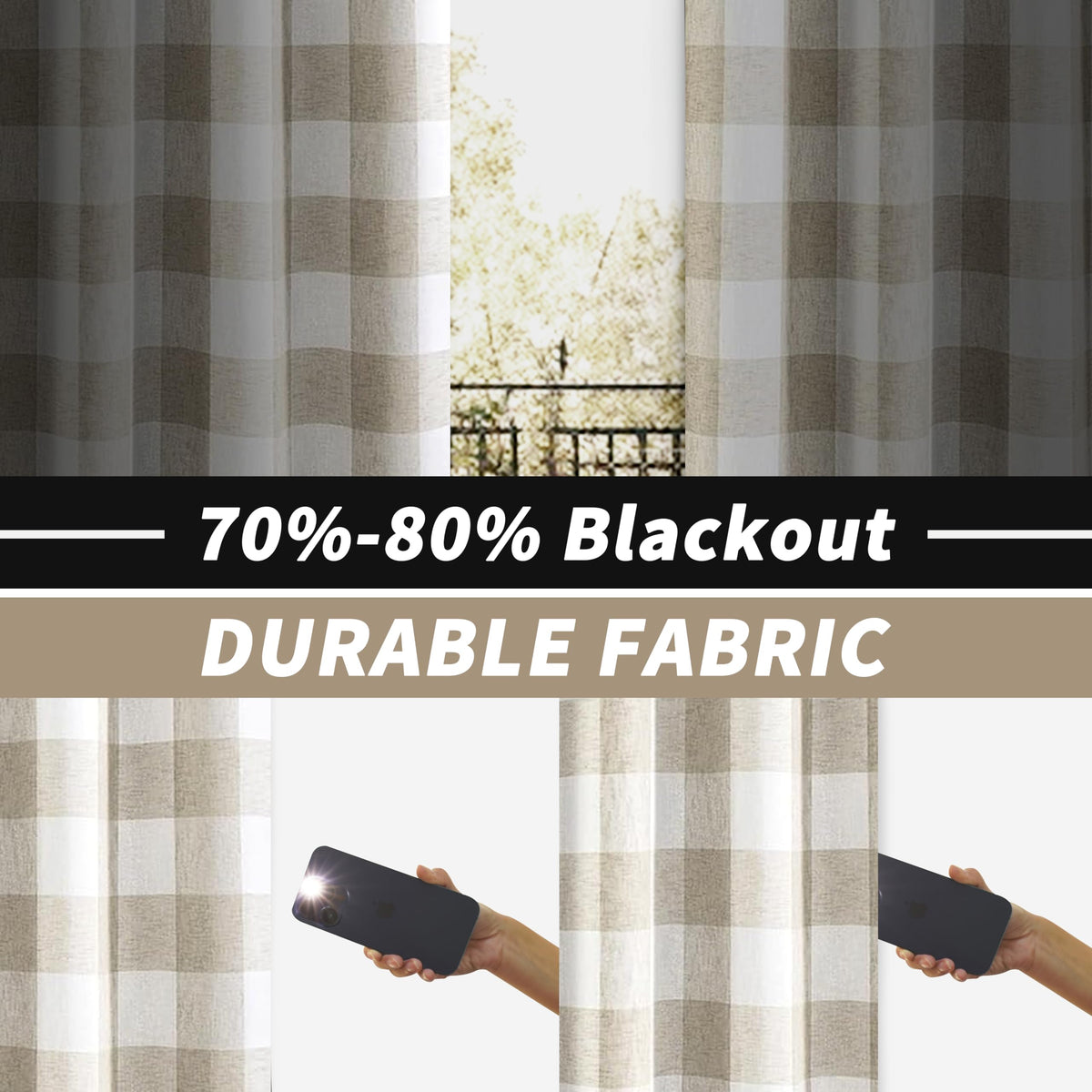 DriftAway buffalo plaid curtains with grommet top for easy hanging