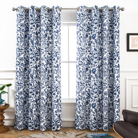 DriftAway Julia blackout curtains navy floral watercolor panel 1 for enhanced privacy and light control