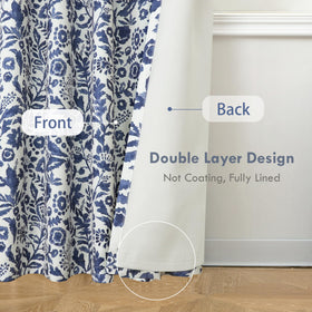 DriftAway Julia blackout curtains navy floral watercolor panel 2 improves energy efficiency and cozy ambiance