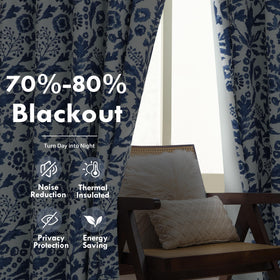 DriftAway Julia blackout curtains navy floral watercolor panel 3 blocks bright light for better naps