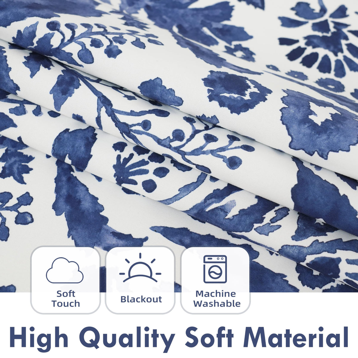 DriftAway Julia blackout curtains navy floral watercolor panel 4 adds modern decor to living spaces