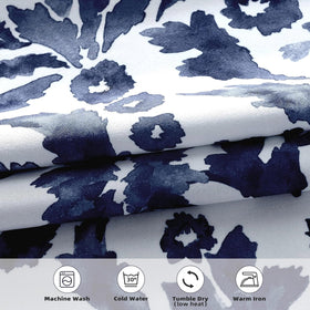 DriftAway Julia blackout curtains navy floral watercolor panel 8 soft-touch texture and premium drape