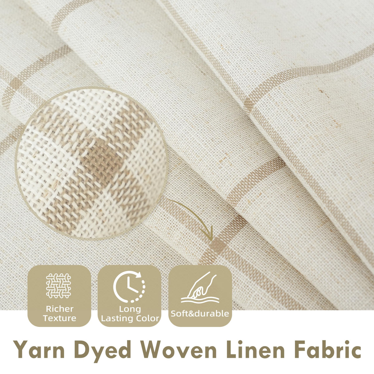 DriftAway windowpane curtains in living room setup showcase taupe tone and stylish texture