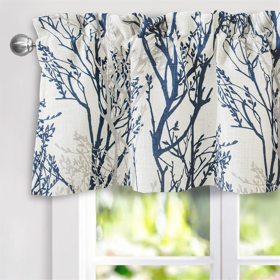 DriftAway Tree Branch Linen Valance closeup texture for a soft, natural look.