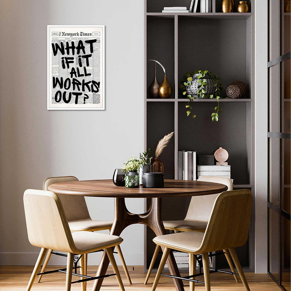 Drimiler bold typographic print for kitchen or living areas with clean lines.
